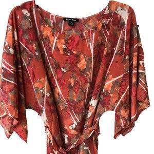 Dana Kay Fall Color Tunic Dolman Split Sleeve Size 16 Lightweight Gauzy Fabric